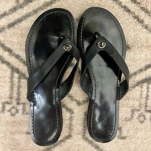 Coach Shelly Black Leather Women's Sandals 9.5